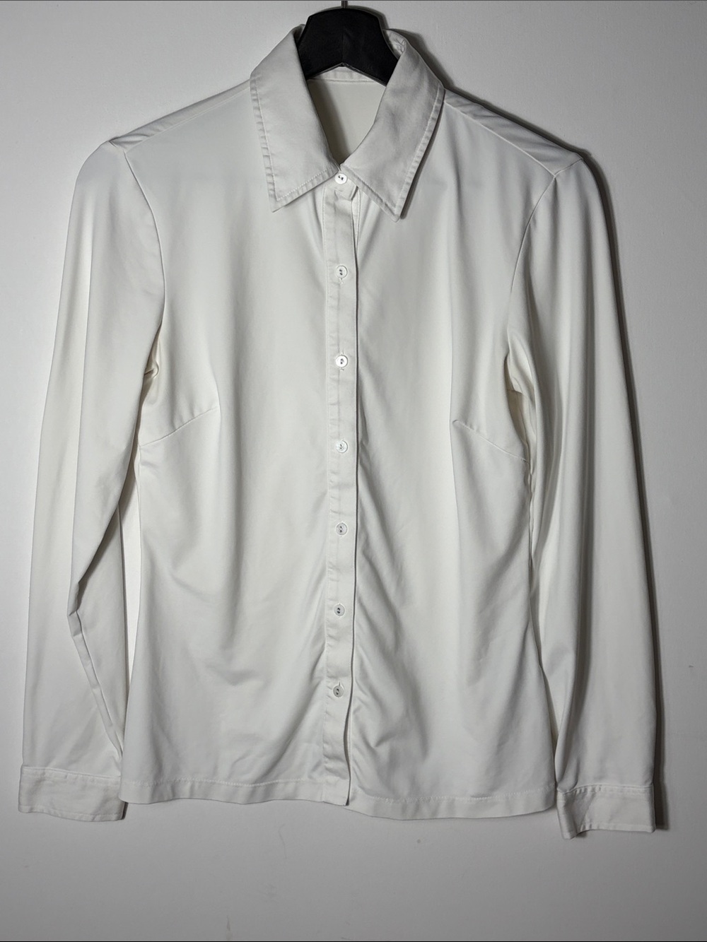 J. McLaughlin White Stretch Button Front Blouse Shirt Size Small